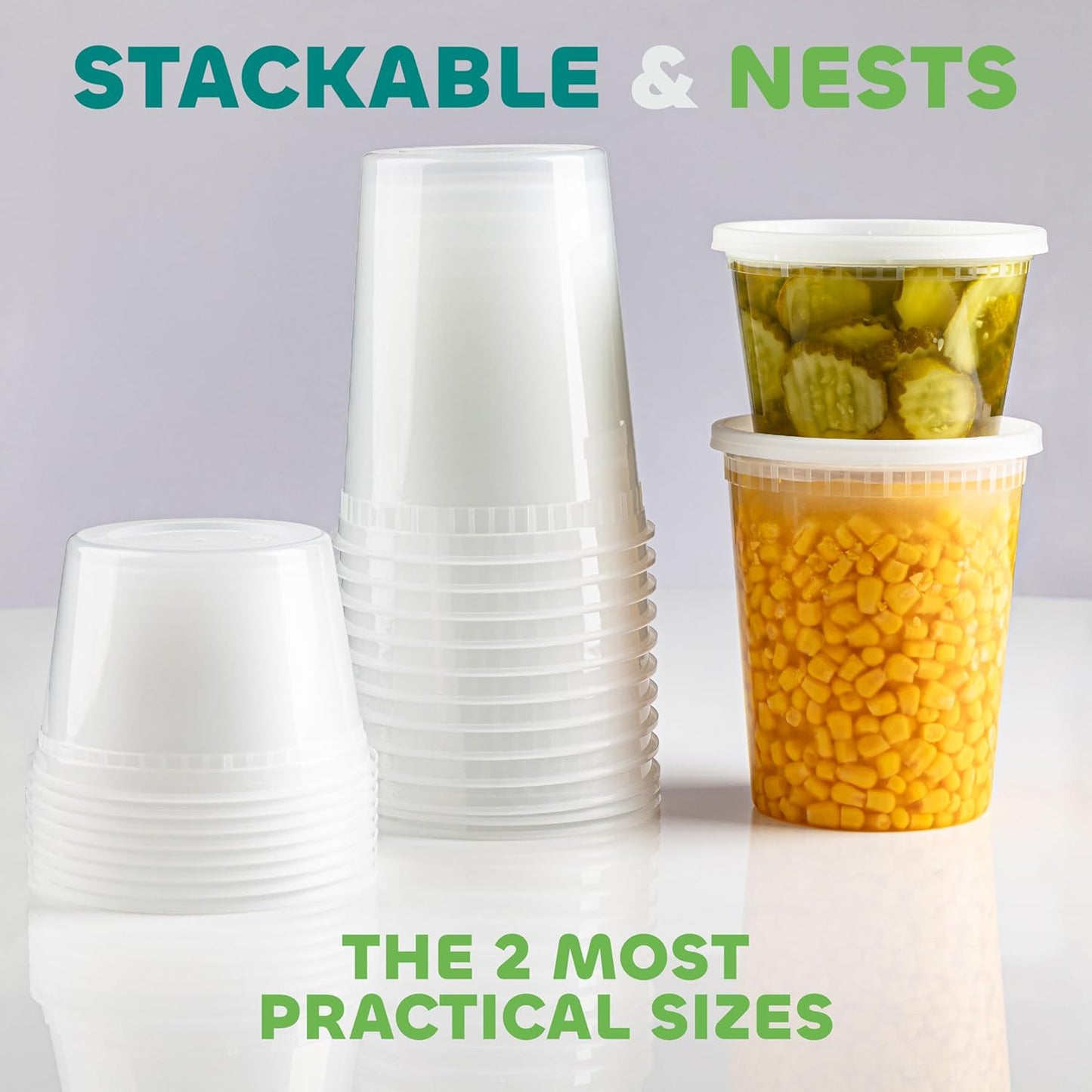 Deli Food Storage Containers with Lids - (48 Sets) 24-32 Oz Quart Size & 24-16 Oz Pint Size Plastic Airtight Takeout Meal Prep Storage, Bpa-Free, Dishwasher, Microwave Safe